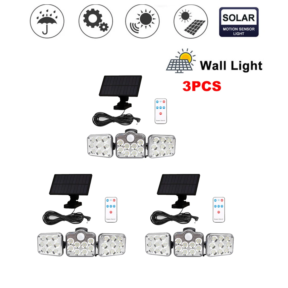 

138 led seperable remote Solar Light Outdoor Solar Lamp PIR Motion Sensor Powered Waterproof Wall Garden Yard Path Décor securit