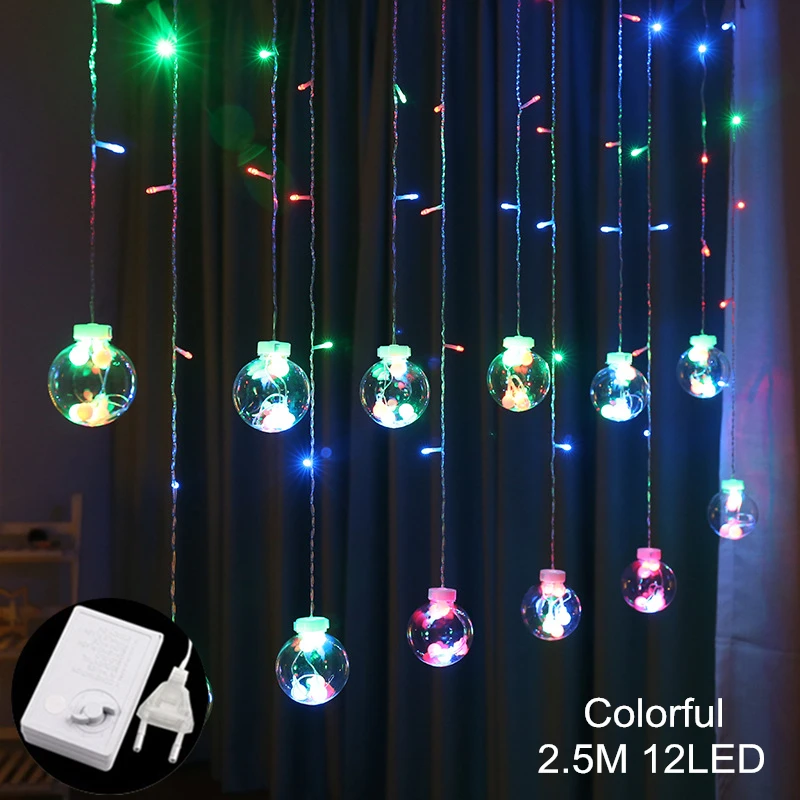 0126-Colorful Navidad орнамент, рождественские украшения для дома, занавеска, Сказочная гирлянда, светодиодный светильник, гирлянда, Рождественский светильник, декор для рождественской елки, Q - Цвет: 0126-Colorful