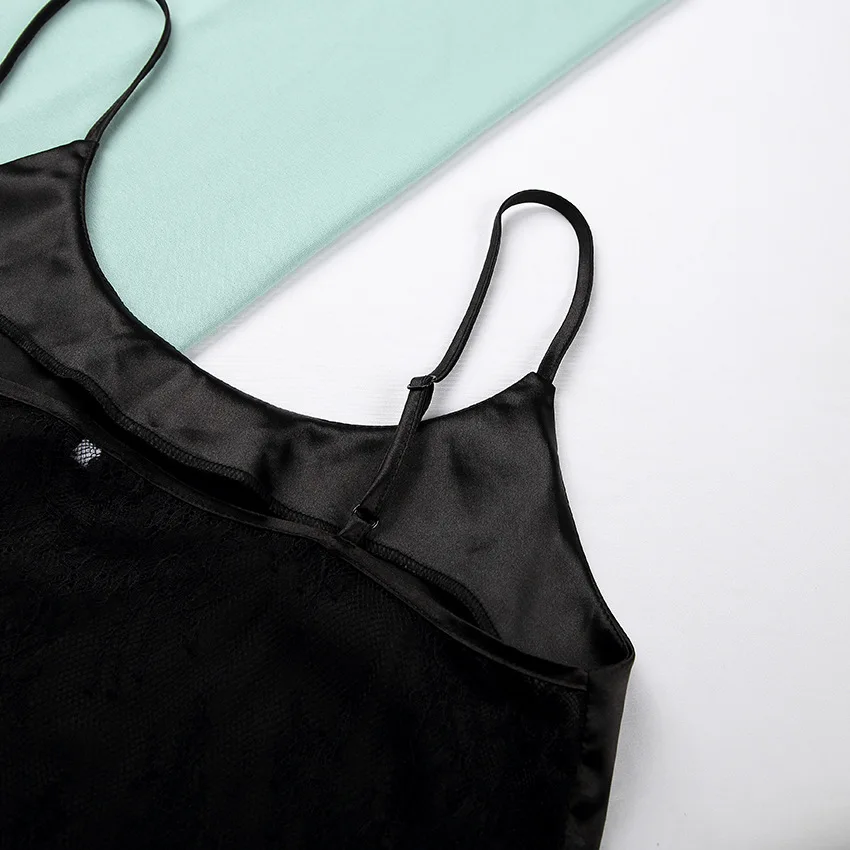 Women Satin Pajamas Sexy Lace at the Back Spaghetti Strap and Shorts&Long Pants Multiple Color Sleepwear Ladies Homewear