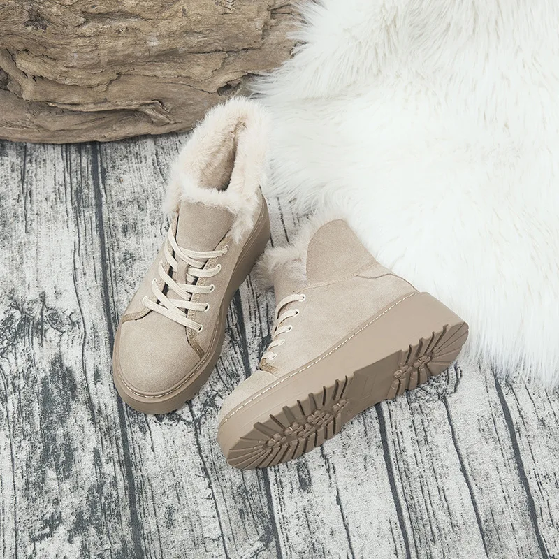 2019 новые зимние теплые сапоги из натуральной кожи Женская обувь на шнуровке