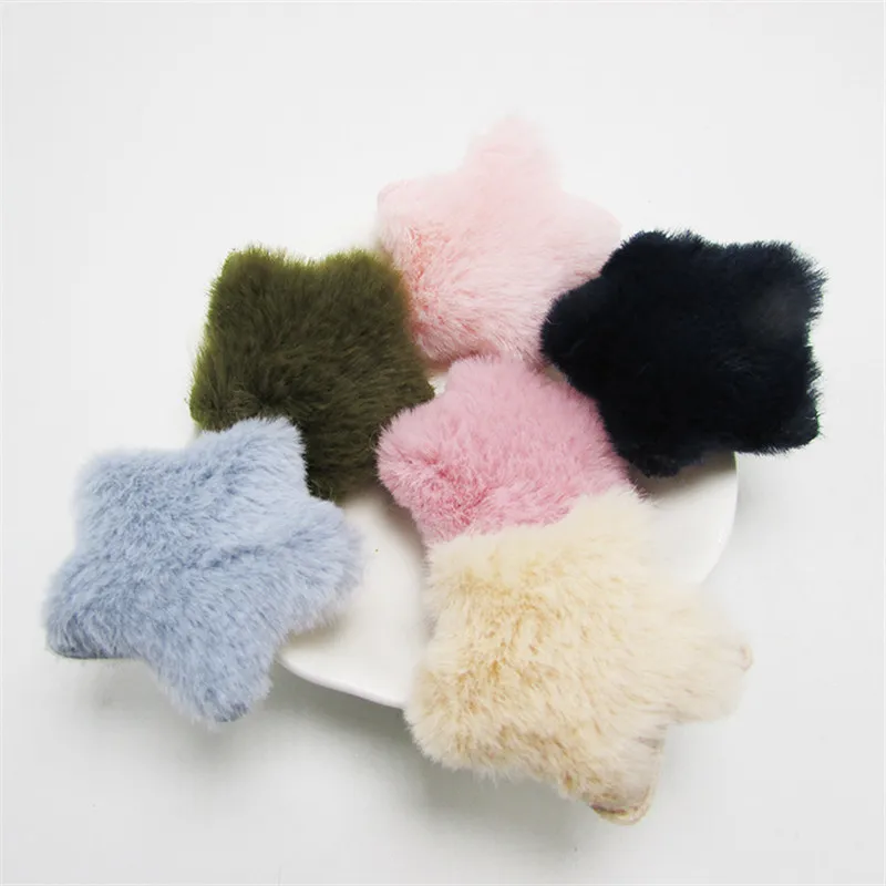 

10-50Pcs Imitation Rabbit Wool Star/Crown Padded Embellishments DIY Craft Supplies Kids Hair Pin Accessories Material Caps Decor
