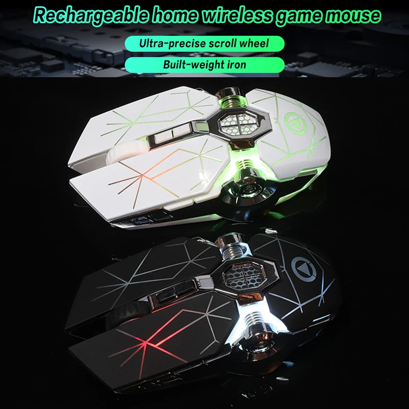 

2,4 ГГц Беспроводной 7 цветов светодиодный игровой клавиатурой с подсветкой Мышь Портативный USB Перезаряжаемые 7 кнопок 1600 Точек на дюйм регу...