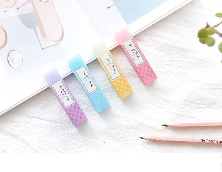 1PC 4colour random Japan Kokuyo Light Color Cookies Translucent Candy Eraser Student Drawing Rubber school supplies