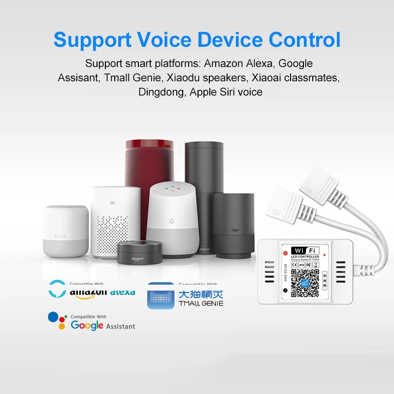 

New Wifi Light Controller Colorful 24 Key Dual Load RGB Light With Controller Work With ALexa Google Assistant APP Voice Control