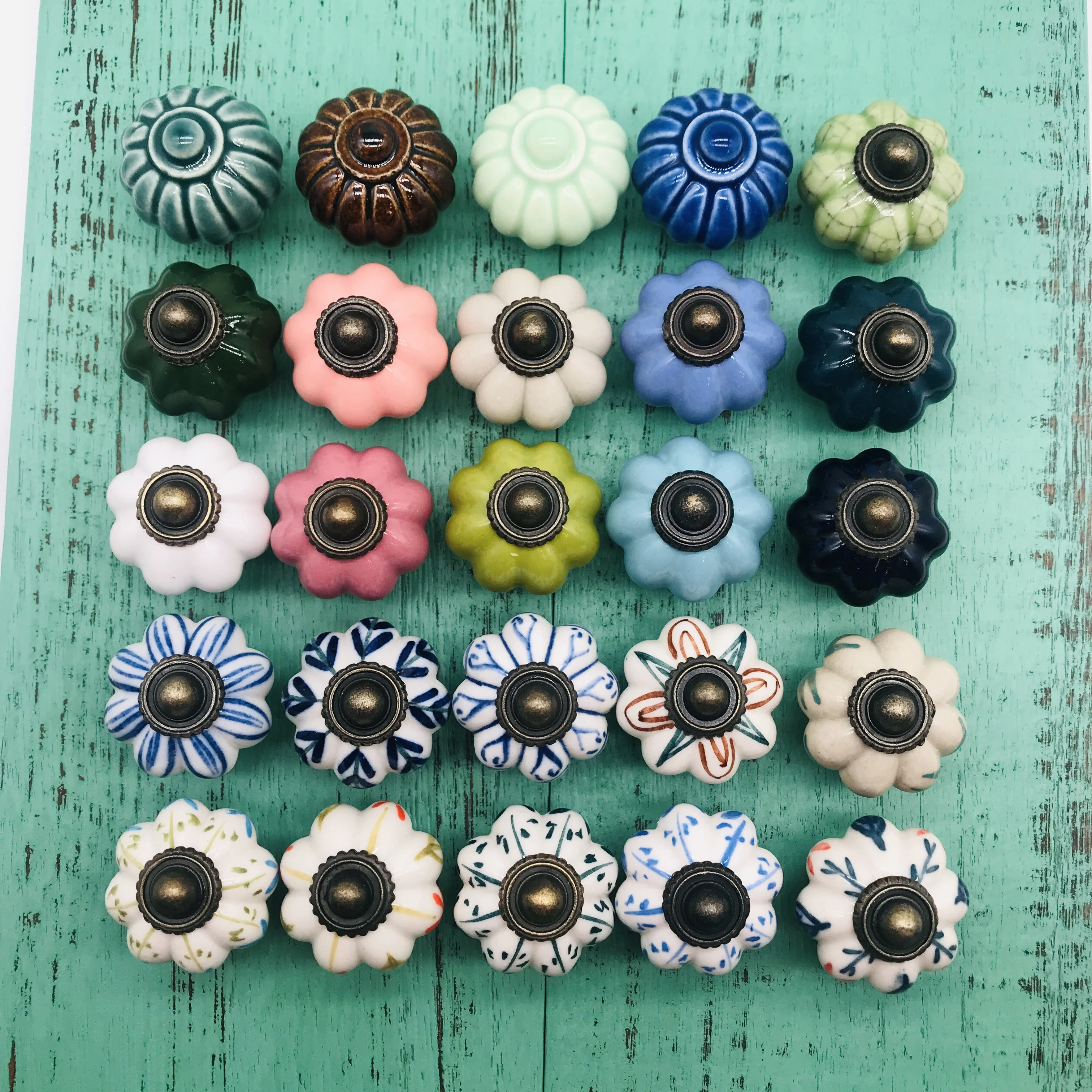 Различные крашеная керамика ручки ящика шкафа для детей милая Тыква дверные