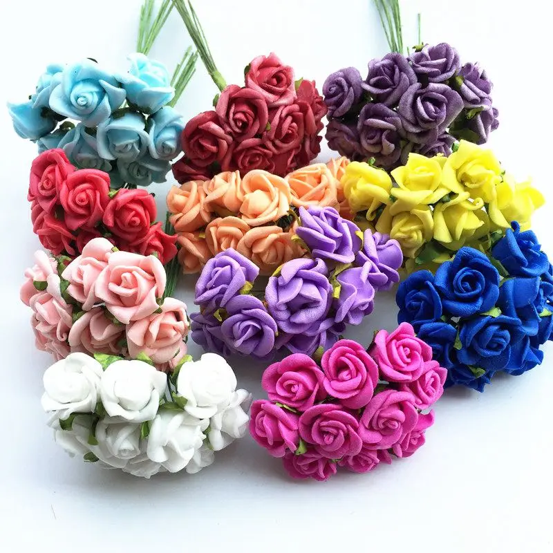 WedFavor 100 шт. 2 см искусственные мини EVA Пена розы букет цветы для конфет коробка