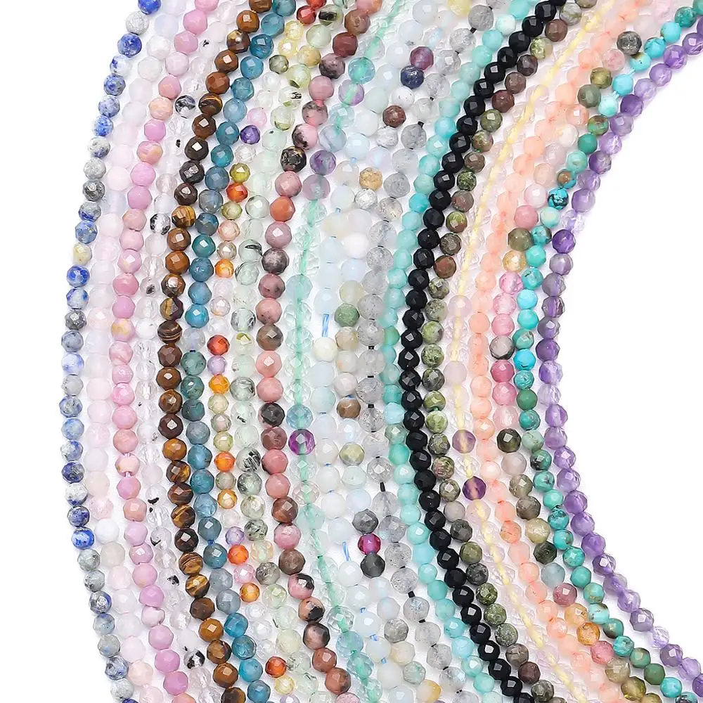 New 2/3/4mm Natural Faceted Stone Beads Rose Quartzs Amethysts Crystal for Jewelry Making Beadwork DIY Bracelet Wholesale | Украшения и