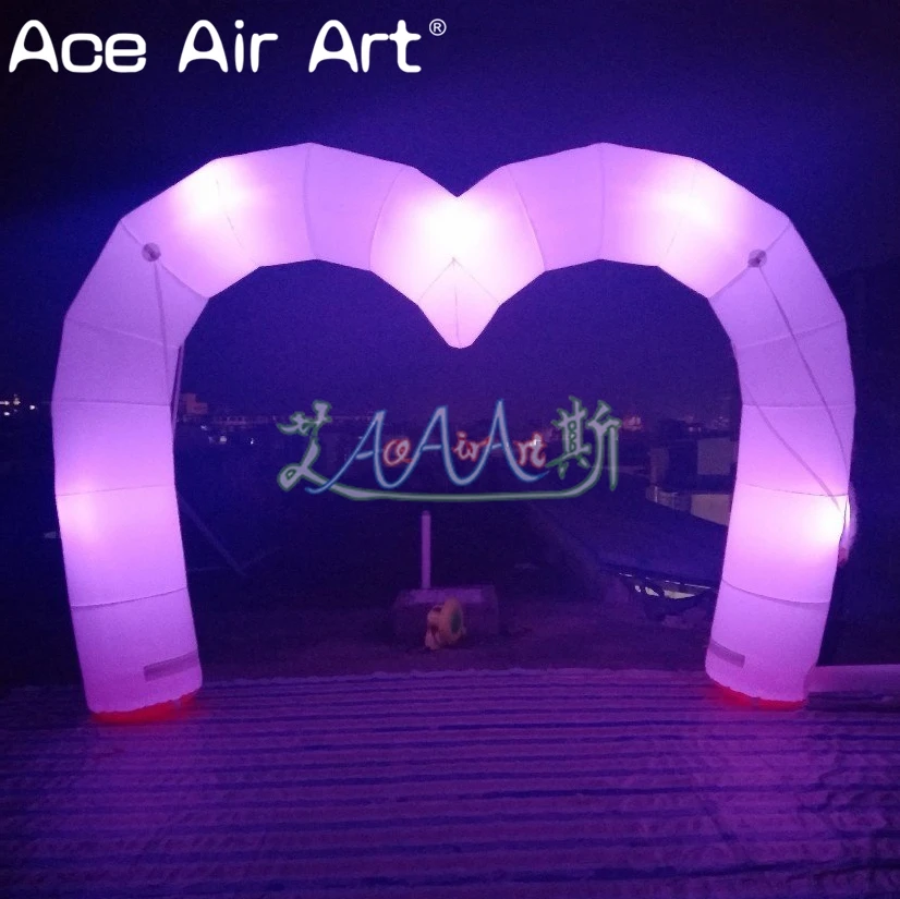 

Led lighting inflatable heart model arch color changing background inflatable archway entrance for wedding/Valentine's Day decor