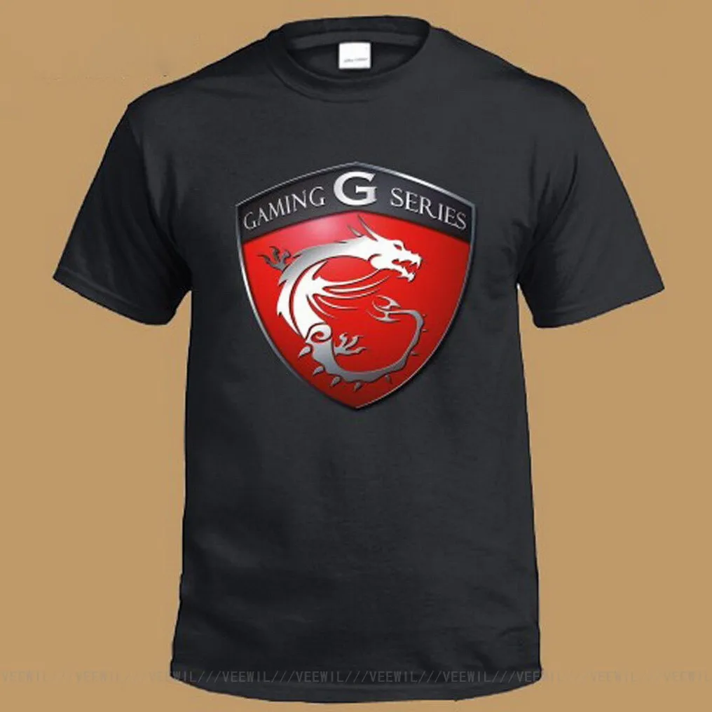 

Новая игровая серия MSI Shield Logo Мужская черная футболка размера от S до 3XL футболка высокого качества