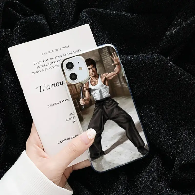 

Bruce Lee Chinese kung fu Phone Case Transparent for iPhone 6 7 8 11 12 s mini pro X XS XR MAX Plus cover funda shell