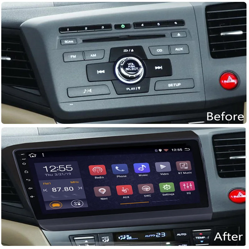 9-дюймовый 8-ядерный IPS + 2.5D Android 9. 0 2 32G автомобильный DVD GPS-навигатор для Honda Civic 8 1 2012