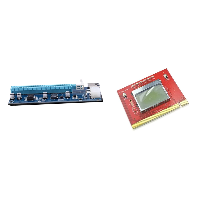 

1 Pcs Pci-E Express 1X 4X 8X 16X Extender Riser Card Adapter & 1 Pcs Diagnostic Card For PC Laptop