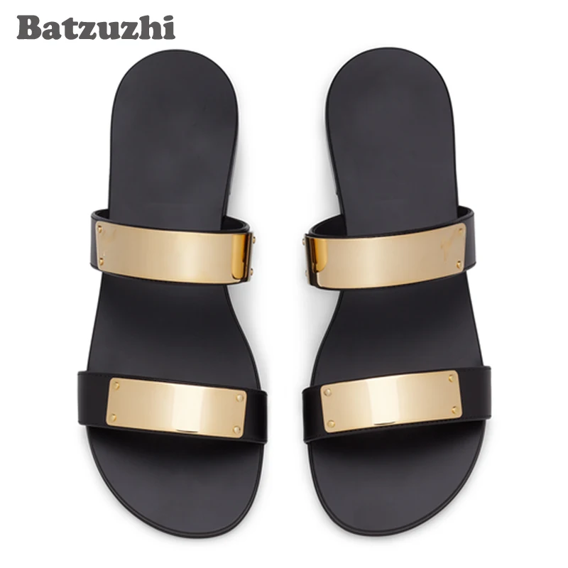 2020 Fashion Summer Sandalias Men Mujer Gladiator Men's Shoes Summer Black Genuine Leather Sandal Shoes Men , Big Sizes EU38-46!