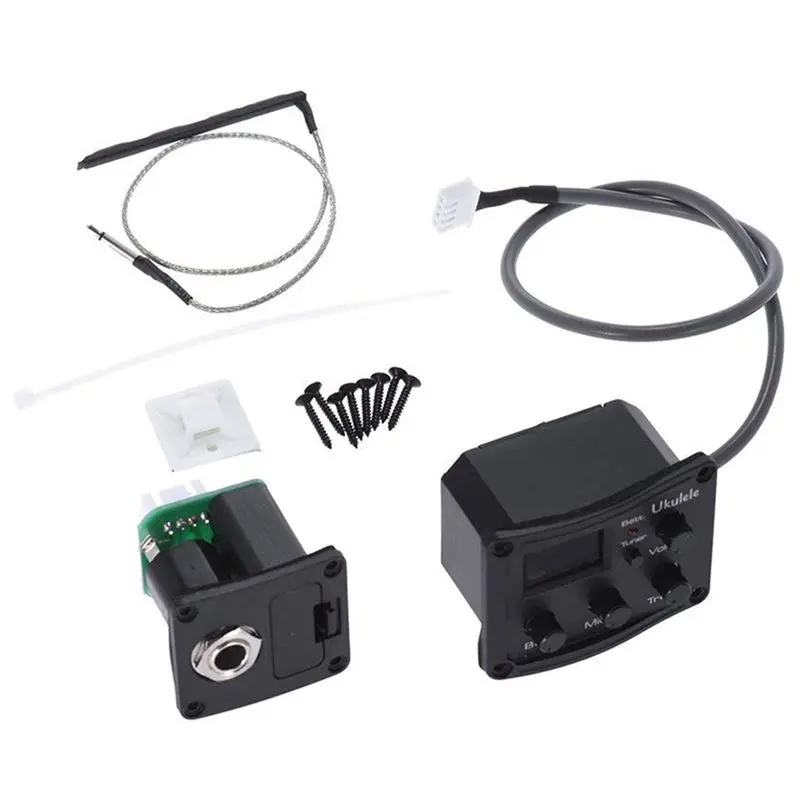 Укулеле Пьезо Пикап предусилителя 3 полосный эквалайзер тюнер Системы с ЖК