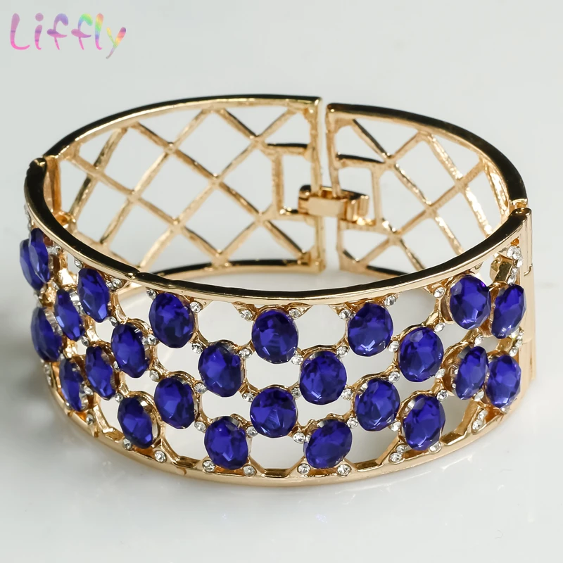 Дубай ювелирные наборы Синий Геометрический инкрустация Кристалл ожерелье