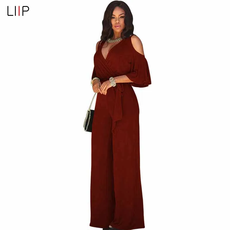 summer sexy bodycon jumpsuit boho harem jumpsuit rompers womens jumpsuits LIIP body women plus size 3186 - Цвет: Красный