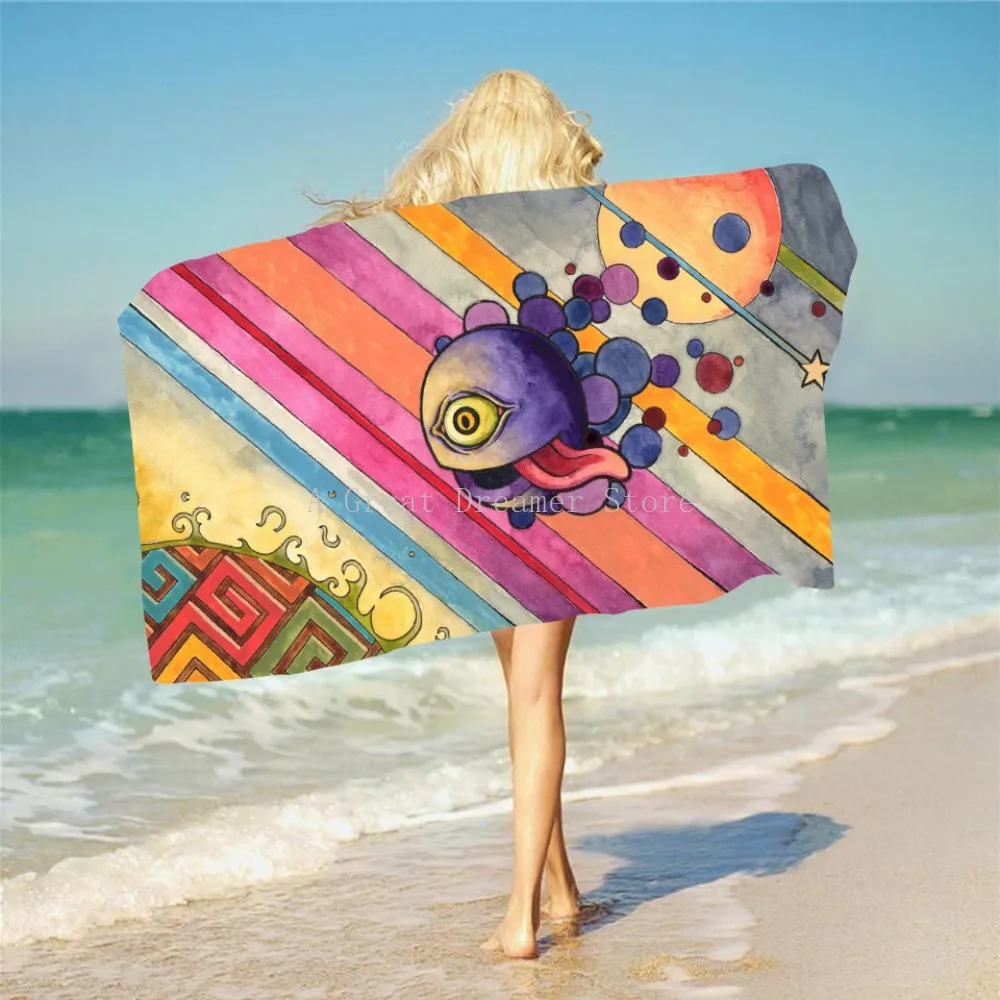 Toalla de playa de microfibra con estampado de Mandala, Arte Abstracto colorido, tapete de Yoga de Toalla con borla, envío directo