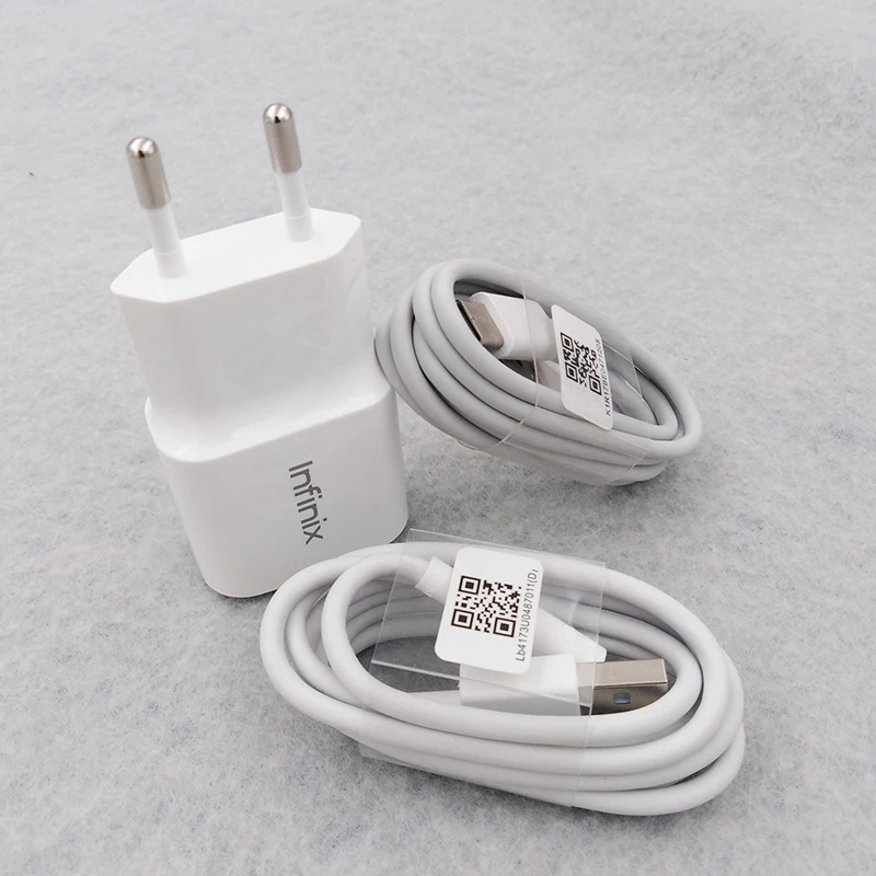 Original Infinix 12V1.3A Fast Charger EU Plug Adapter Micro USB Type C Cable For Note 10 Pro Hot 7 8 9 Lite Zero 8i | Мобильные