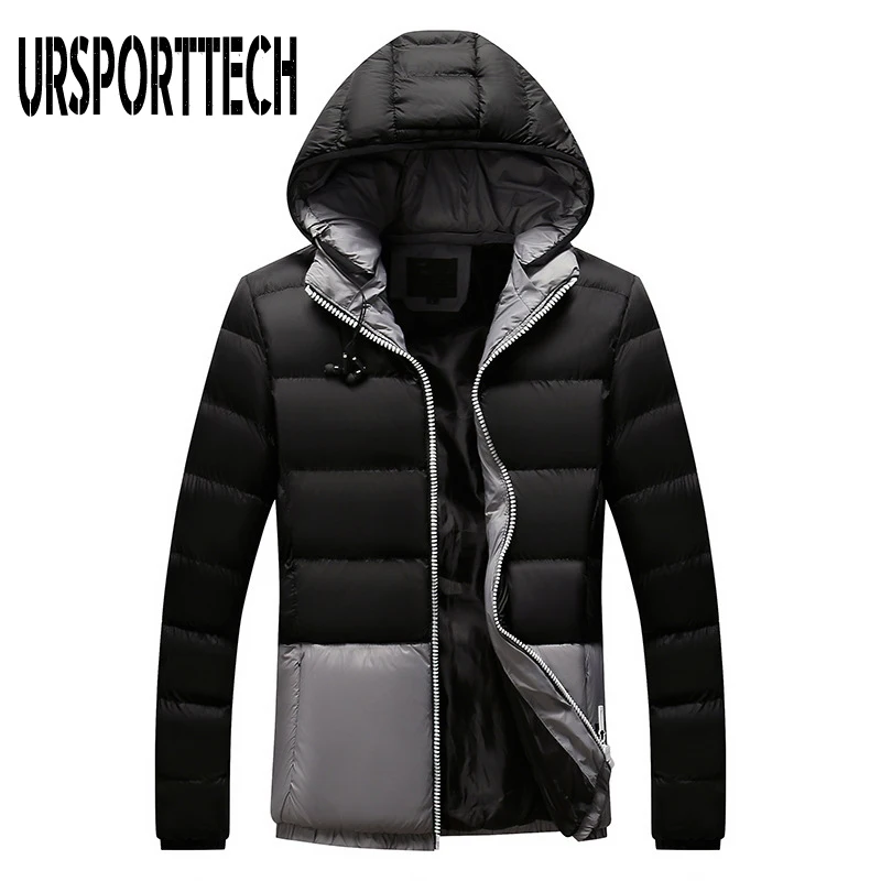 Мужская зимняя куртка с капюшоном короткая парка пальто для мужчин теплое