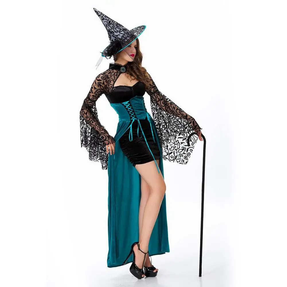 Female Halloween Dress Witch Costume for Women Sexy Swallow Tail Braces Dresses Hat Carnival Masquerade Party Costumes Suit |