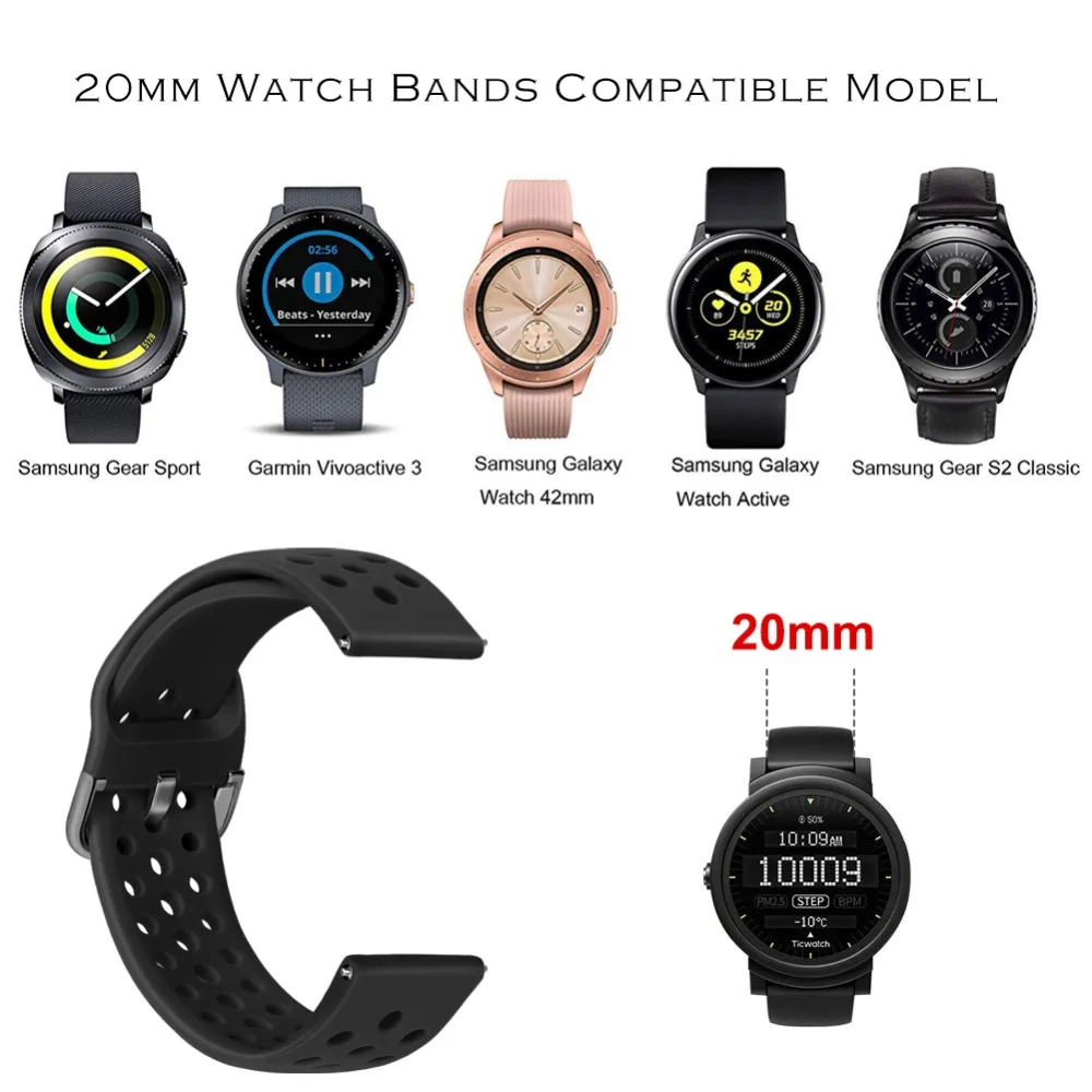 URVOI силиконовой лентой для Galaxy Watch Active/42/46 мм шестерни ремешок для спортивных часов для HUAWEI GT быстроразъемные контакты мягкий сменный 20/22 мм