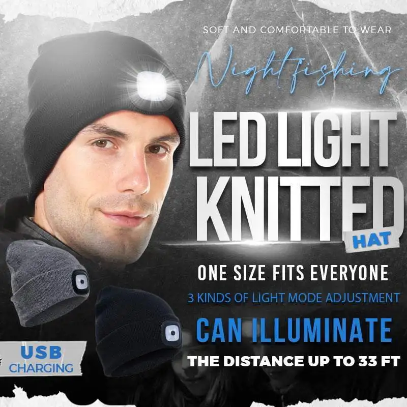 

Шапка-бини вязаная с зарядкой от USB светодиодный светодиодсветильник