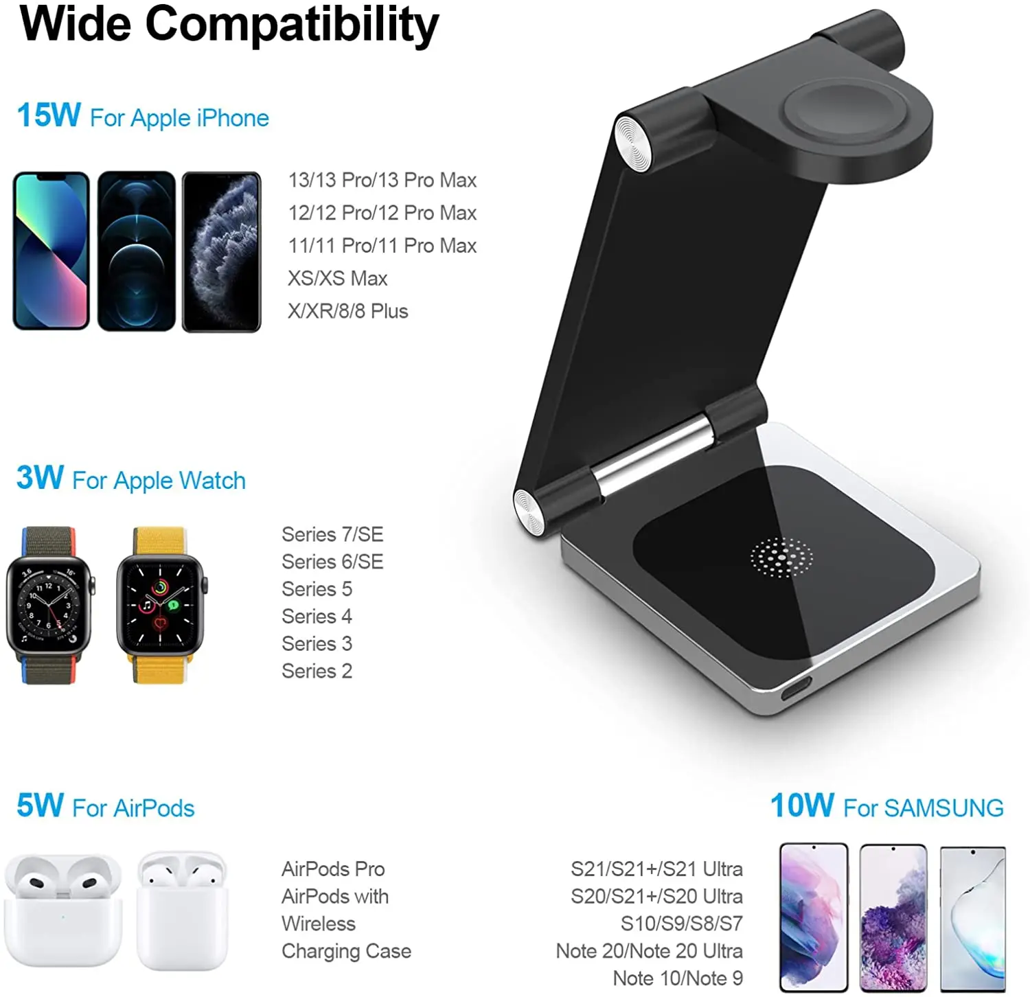 fdgao 3 in 1 qi wireless charger for iphone 13 12 11 xs xr x 8 metal fast charging stand for apple watch 7 6 iwatch airpods pro free global shipping