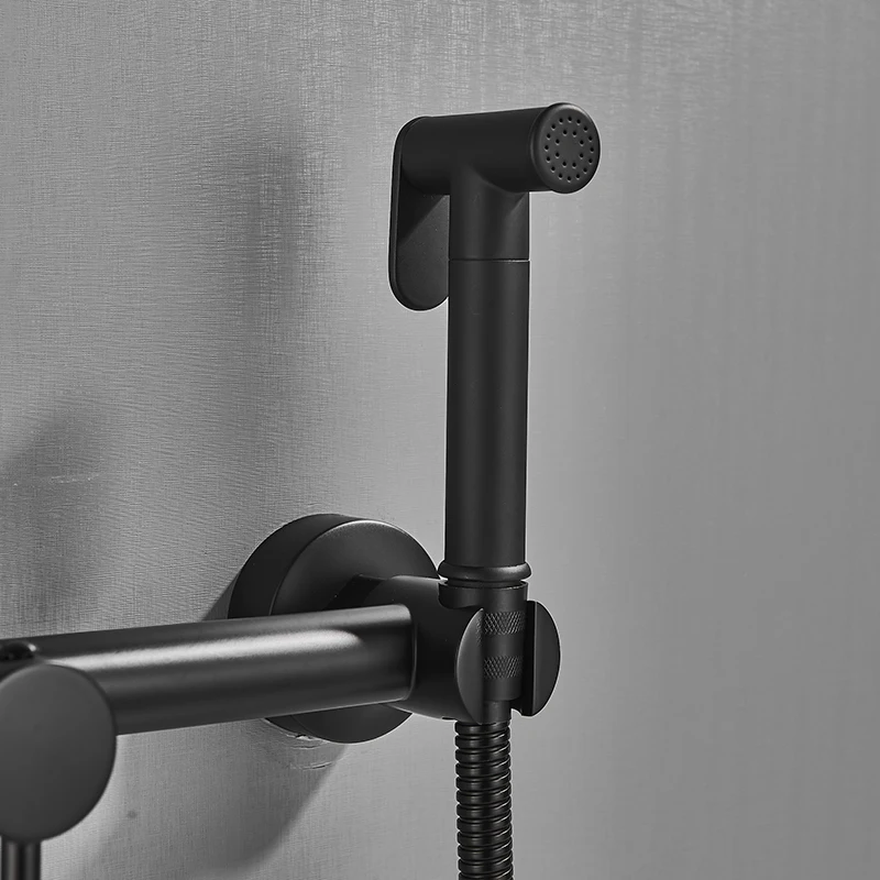 Матовые черные латунные Смесители для биде кран высокого давления душа