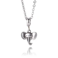 cute lucky elephant head pendants necklaces silver color stainless steel animal pendant charms jewelry for men women sp0556