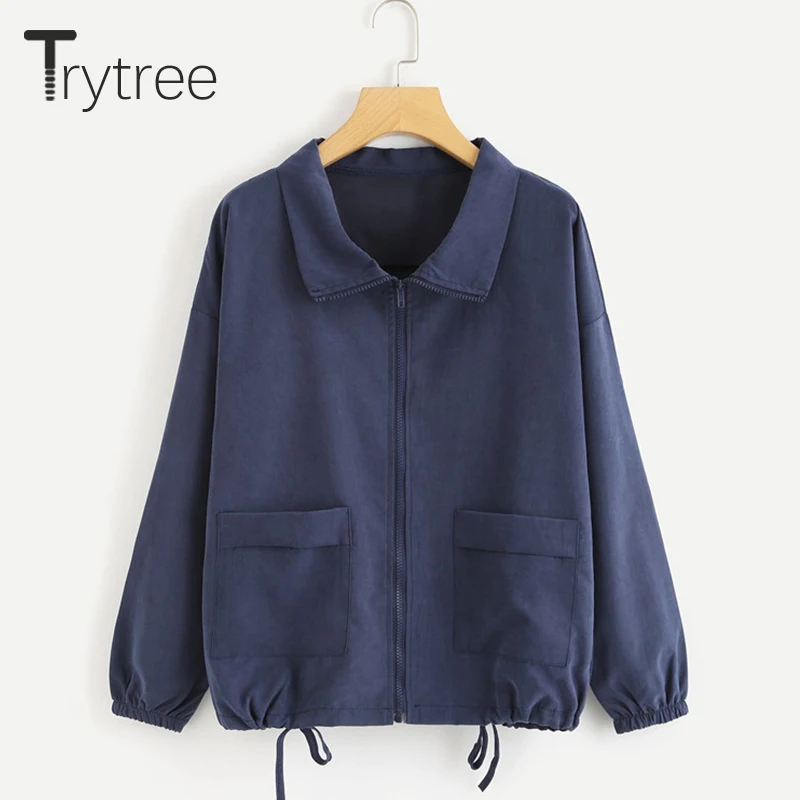 

Куртка женская Ttytree, с карманами, на молнии, с широкой талией, тонкая, осень 2020