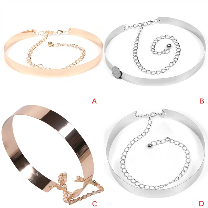 

Women Belts Waistbands Punk Full Metal Mirror Waist Belt Metallic Plate Wide Cummerbunds With Chains 100-135cm