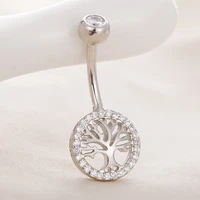 925 sterling silver tree of cabala navel nail belly button piercing rings bulk body jewelry for women sexy fine accessories gift