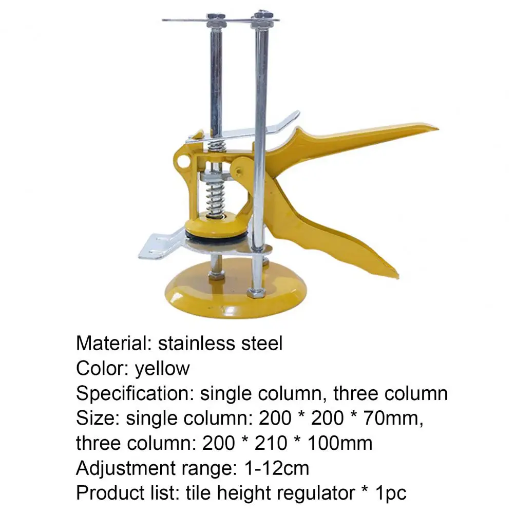 

Tile Height Regulator Adjustable Anti-decoupling Design Stainless Steel Yellow Tile Height Lifting Jack for Construction