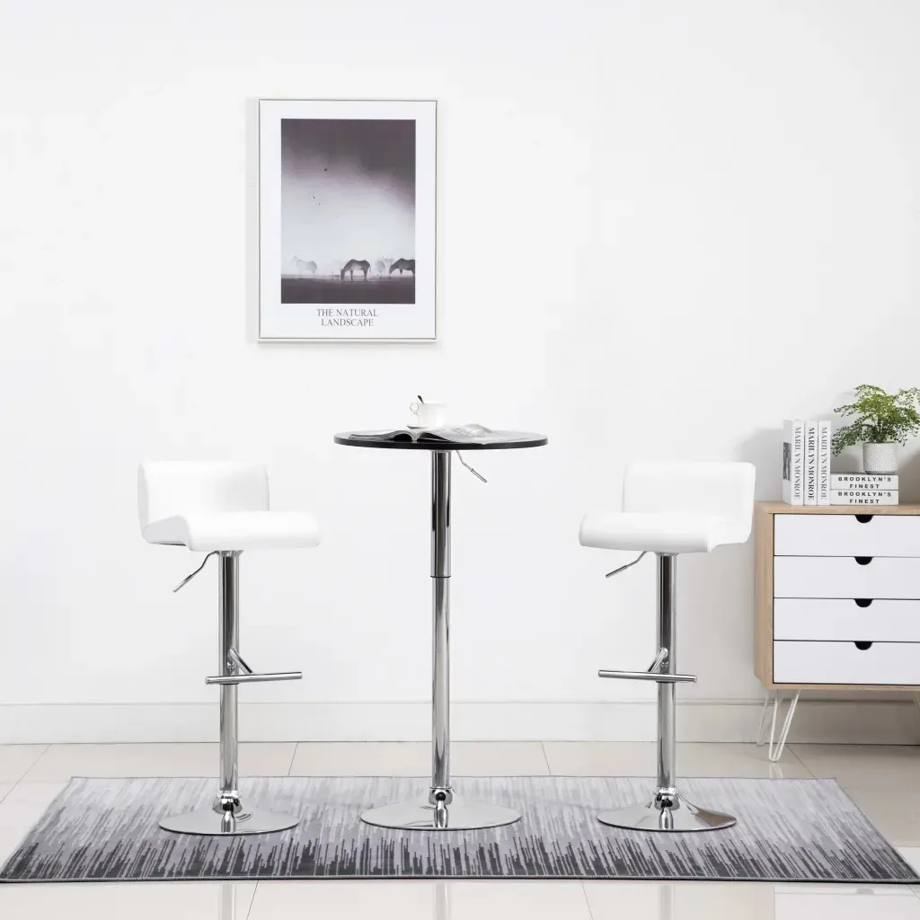 2 шт. VidaXL барный стул регулируемая высота белый кожзам белое кожаное покрытие
