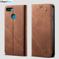 denim leather wallet cases for oppo a5s a5xs case magnetic book closure flip cover for oppo a12 a7 ax7 card holder fundas