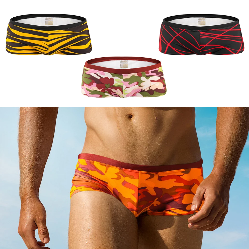 

Сексуальные мужские боксеры с принтом плавательные шорты для пляжа, Мужская одежда для плаванья упаковать плавки для купания трусы с мешоч...