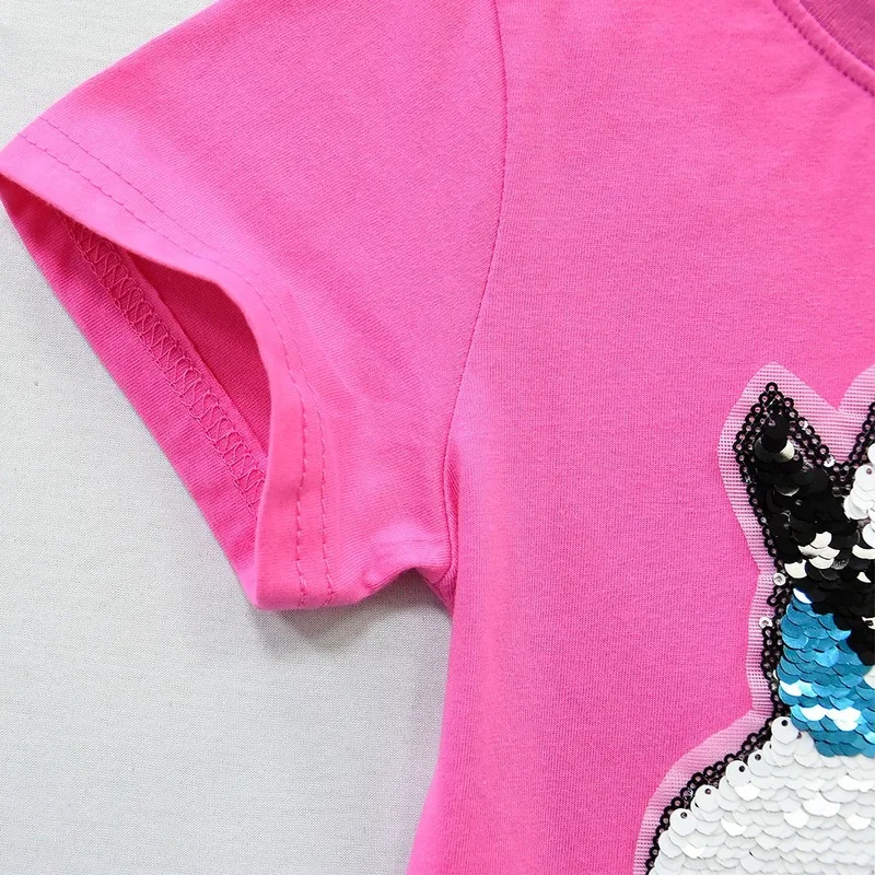 Футболка для маленьких девочек с единорогом волшебные блестки Детские рубашки