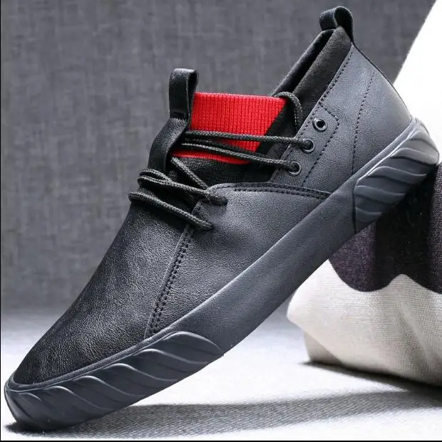 Красный autumn new fashion street cool men lace up leather casual shoes man trend shoes man loafers - Цвет: Красный