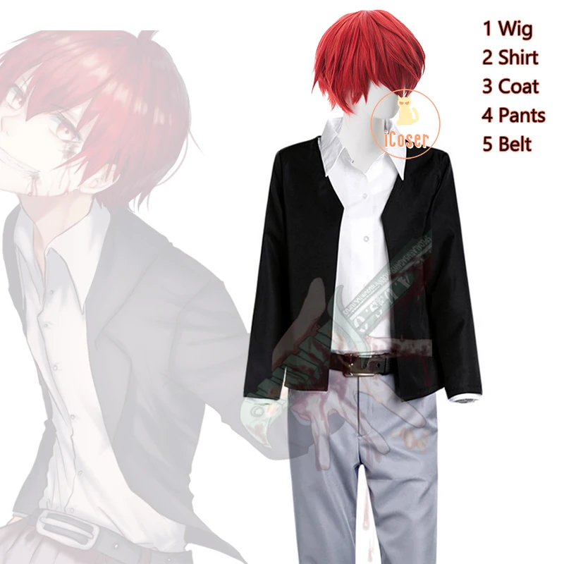 

Anime Assassination Classroom Karma Akabane Suit Akabane Karuma Cosplay Costume Red Wig Party Men Suit Carnival Outfit Women
