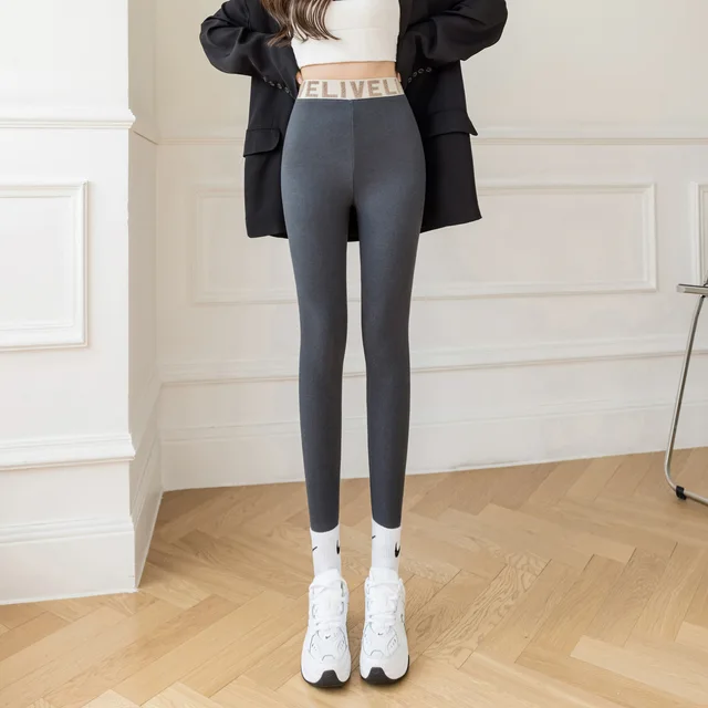 INITIALDREAM 2021 Autumn Winter Thin/Thick Velvet Warm Leggings Women High Waist Casual Slim Pencil Pants Plus Size Legins Femme 4