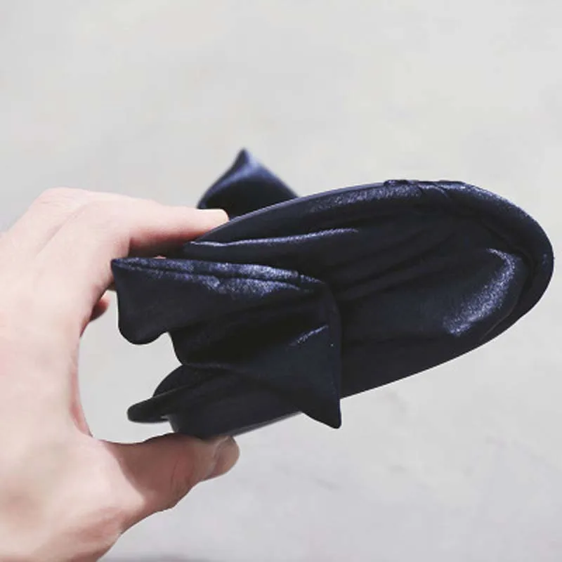 Autumn new products big bow silky waterproof non-slip rubber sole indoor home slippers women