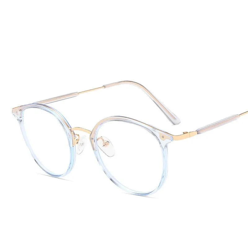 

Anti-blue Light Round Metal Eyeglasses Classic Clear Optics Glasses Frame Computer Myopia Eye Glasses Women Fashion New
