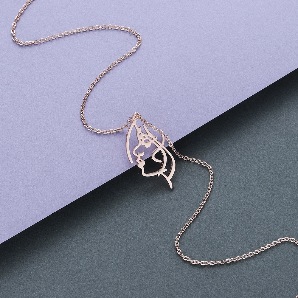 Kinitial ожерелье из нержавеющей стали для лица абстрактное с человеческим лицом