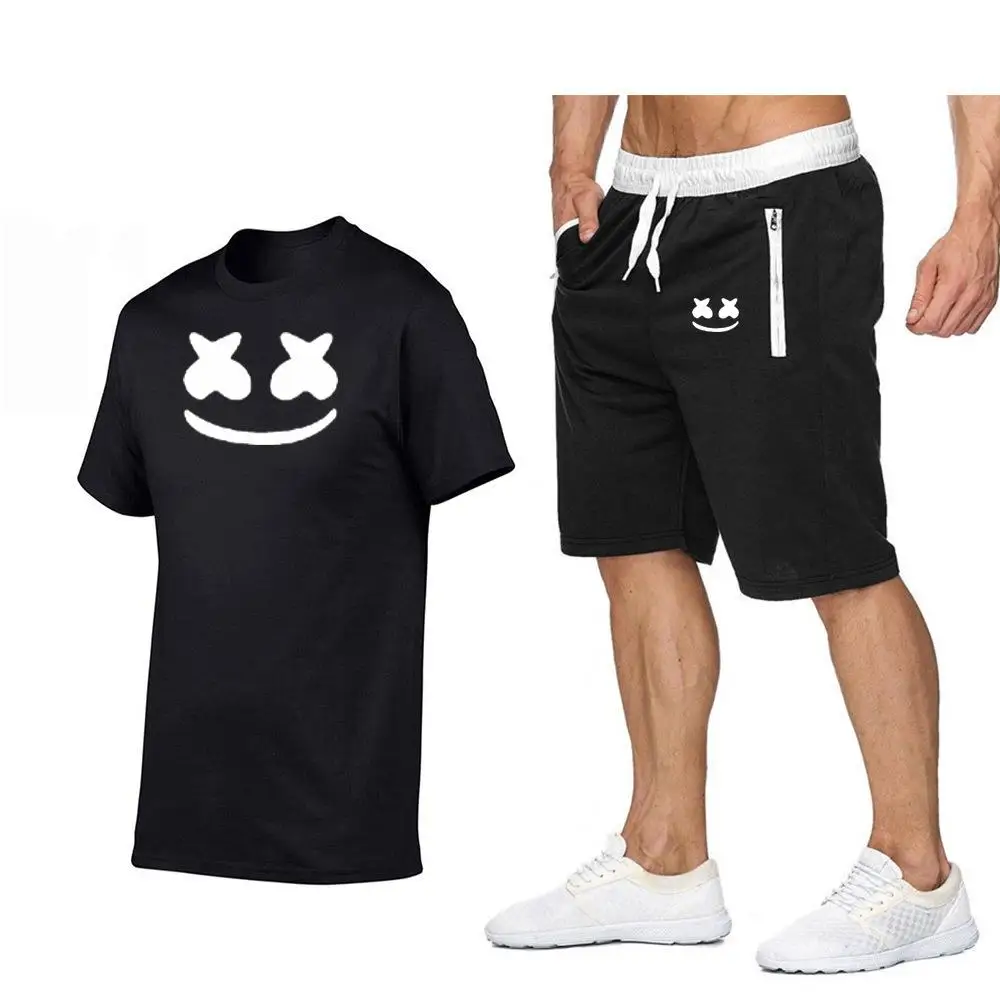 Мужские прямые свободные шорты с короткими рукавами летний костюм новая