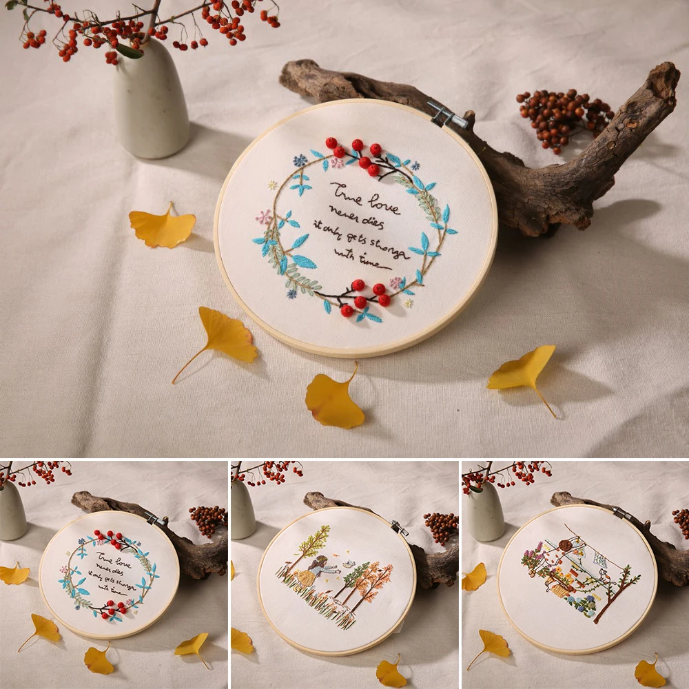 

DIY Embroidery Cross Stitch Kit Handmade Sewing Craft Needlework Set Beginners Embroidery Sit For Decoration Wall Hangs Ornament