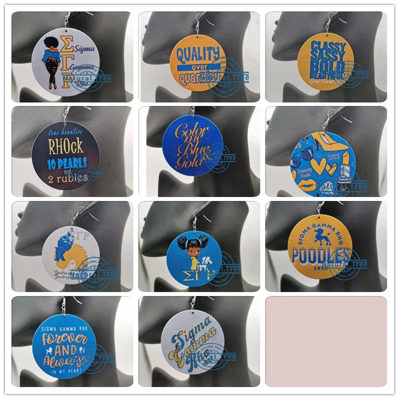 Бесплатная доставка! Новейшие серьги Sigma Gamma Rho деревянные | Украшения и
