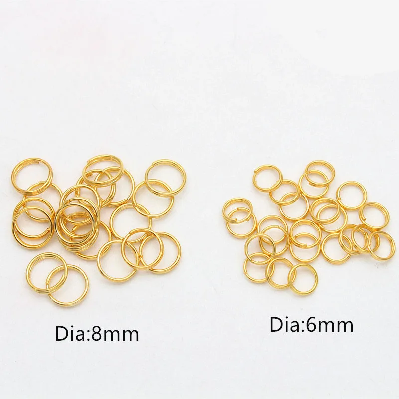 200pcs/lot 4 5 6 8 10mm Double Loops Jump Rings Silver Gold Color Split Rings Connectors For Jewelry Making DIY HK094