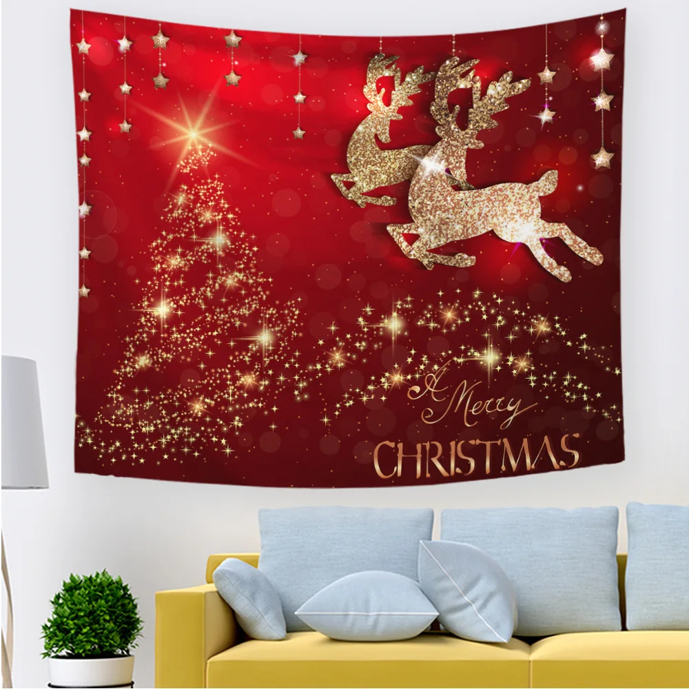 Счастливого Рождества гобелены настенная ткань с оленями коврики для йоги