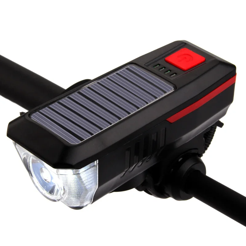 

Bicycle Light Rainproof USB Solar Rechargeable 2000mAh Mountain Bike Headlight Horn Super Light Flashlight Bicycle Light