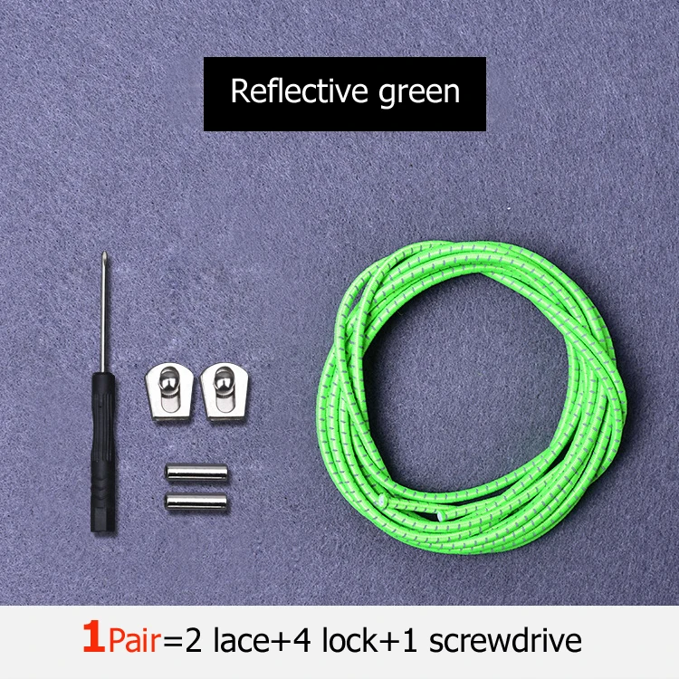 reflective green Шнурки без завязок эластичные шнурки для обуви с металлическим замком для кроссовок, походных ботинок или спортивной обуви для бега и тенниса - Цвет: reflective green
